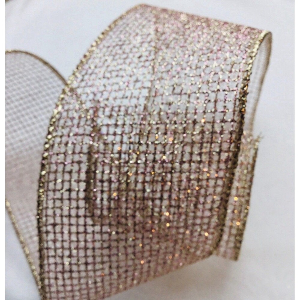 Jumbo  Of 3 Eleganza ROSE GOLD DECO MESH metallic Ribbon 90 Feets X 1.5 in - Picture 2 of 7